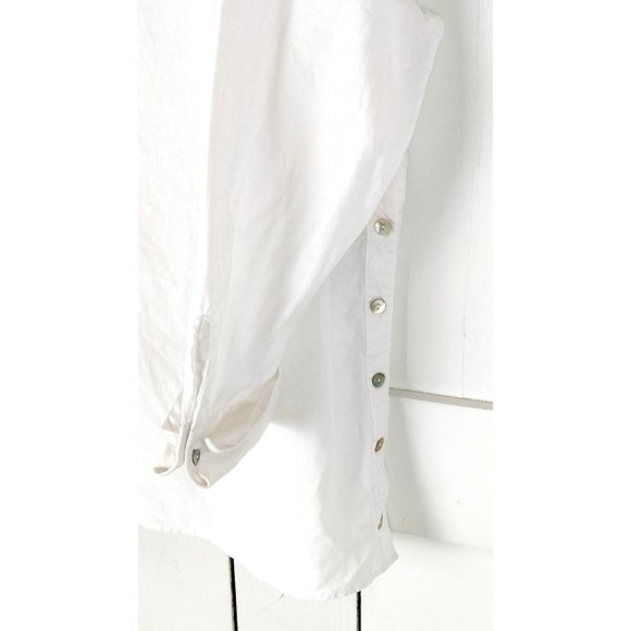 Richard Malcolm white Irish linen side button down pullover blouse shirt 3X - Picture 5 of 5